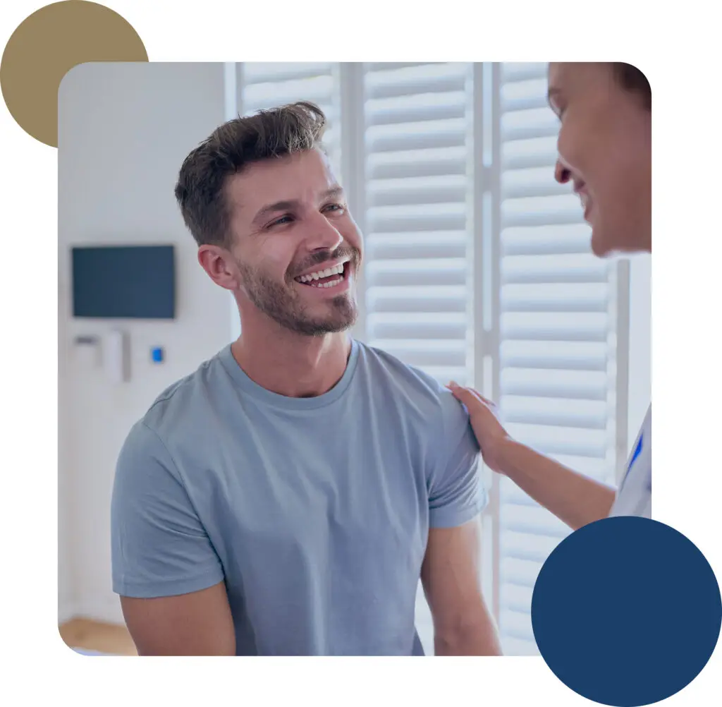 Doctor asking about patient history during a clinical consultation